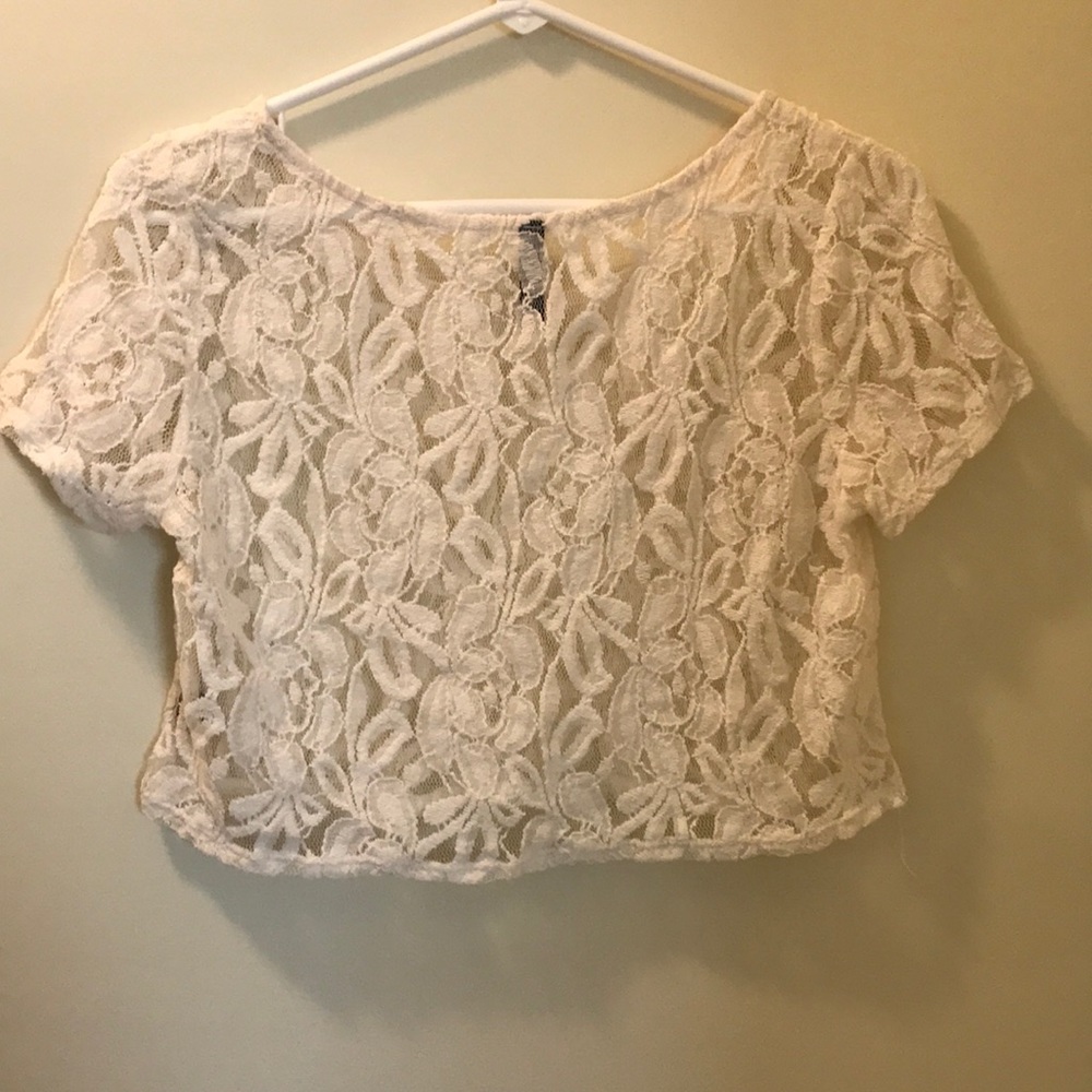 Cream lace crop top size S - Picture 3 of 3